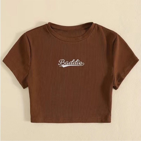 BADDIE Embroidered Ribbed Knit Crop Top - Picture 5 of 5